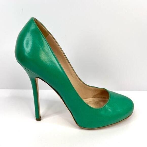 SERGIO ROSSI Green Leather 4 Inch Heel Shoes Size 5.5 (EU 36) - Picture 2 of 14